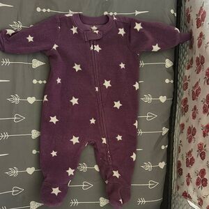Purple Star-Print Fleece One-Piece for Kids